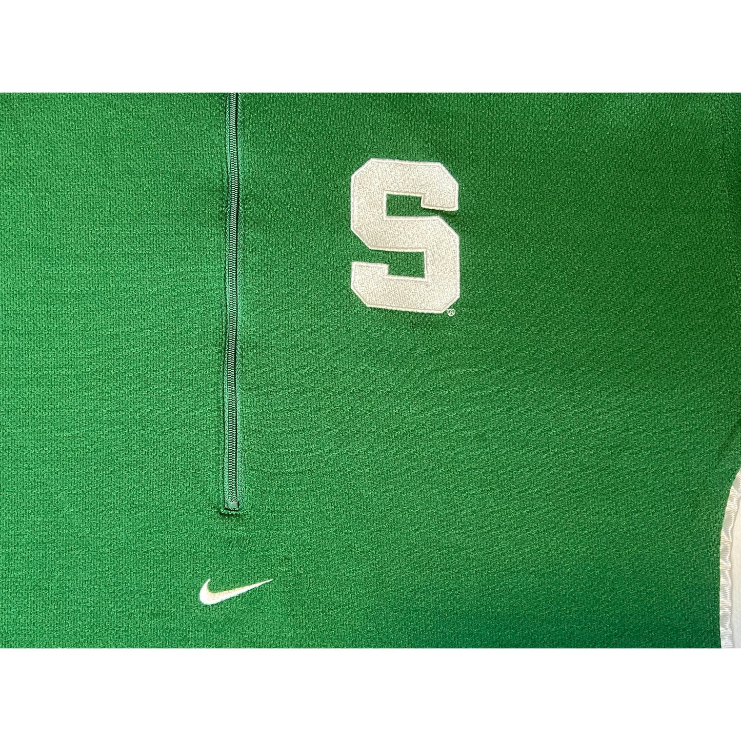 Vintage Nike Team Center Check Michigan State Quarter Zip Warm Up Shirt Large