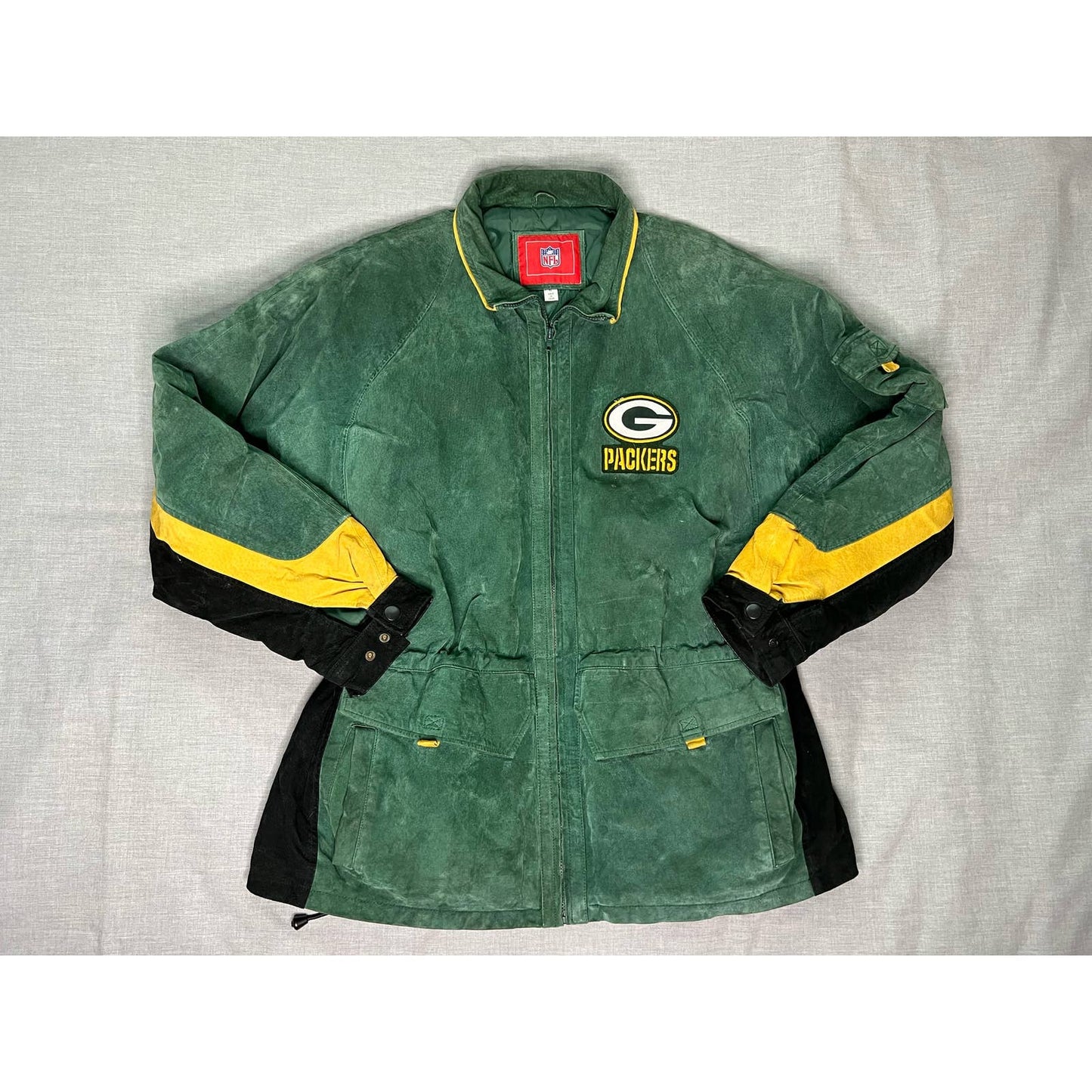 Vintage 90s Green Bay Packers Lined Leather Jacket XL