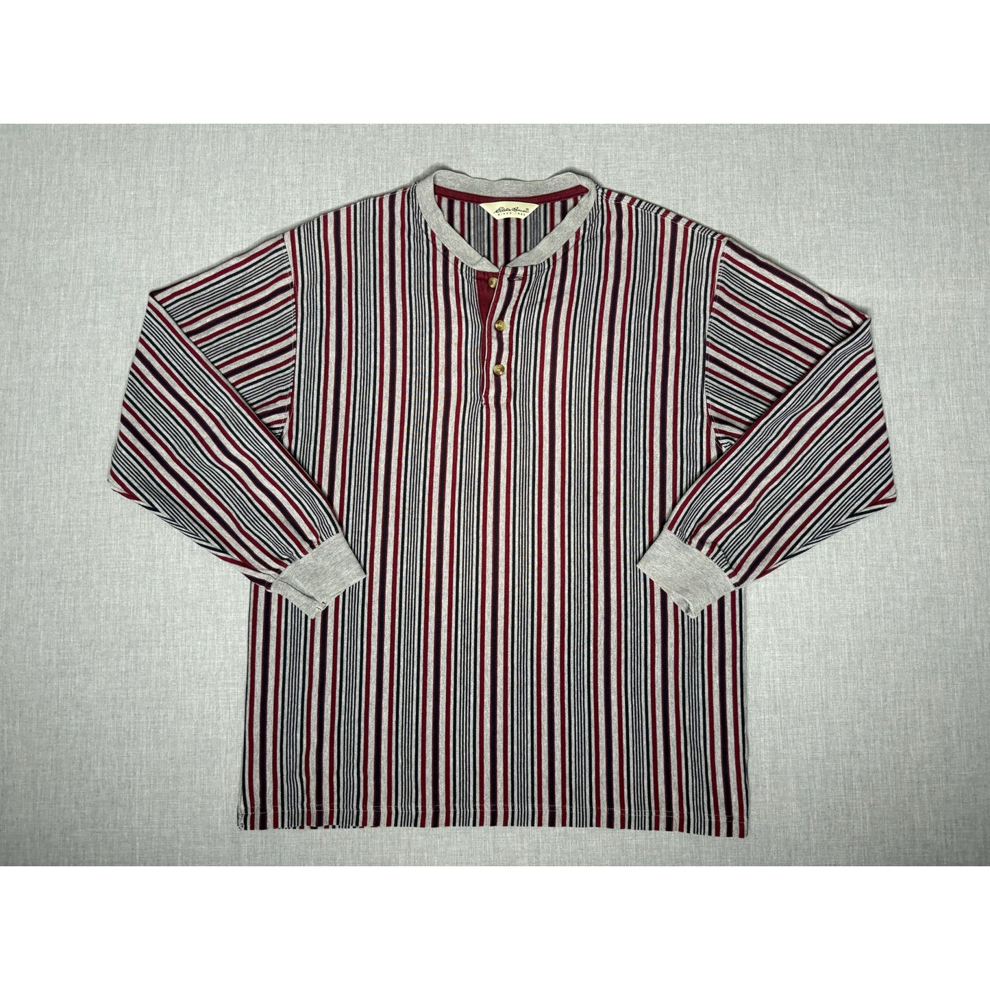 Eddie Bauer Striped Henley Button Long Sleeve Shirt Large