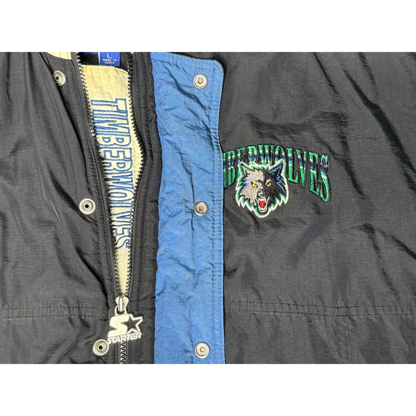Vintage 90s Minnesota Timberwolves Puffer Starter Jacket Large