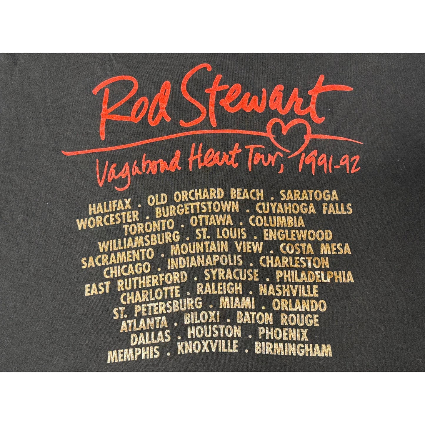 Vintage 1991 Rod Stewart Single Stitch Vagabond Heart Tour T-shirt XL