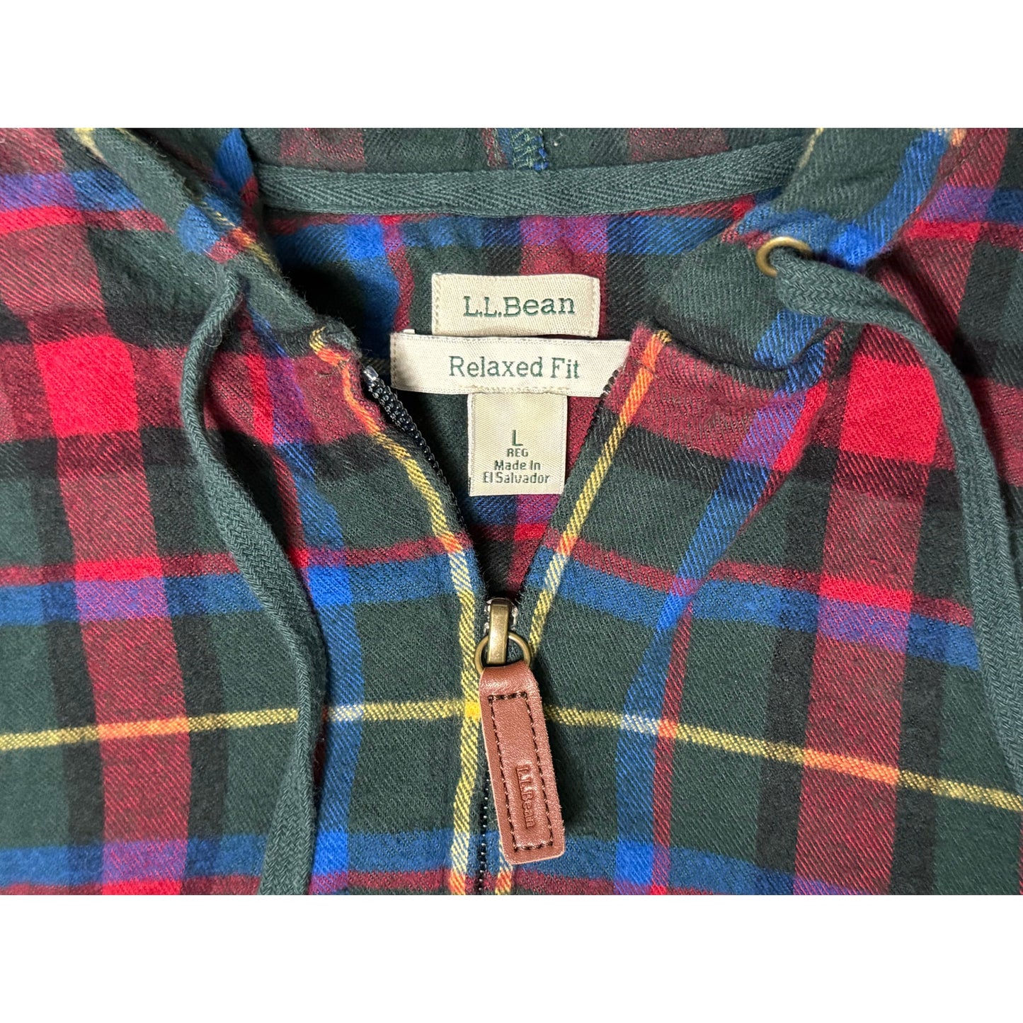 LL Bean Relaxed Fit Full Zip Hooded Flannel Shirt Women’s Large