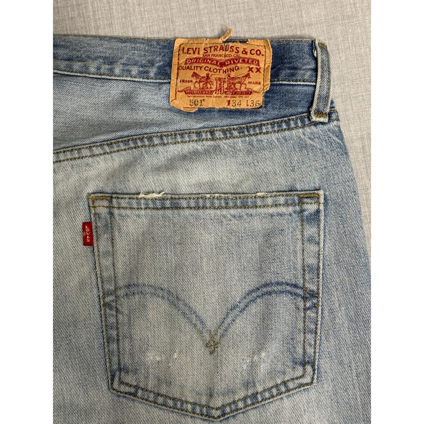 Vintage Levi's 501 Original Straight Fit Light Wash Jeans 34x36