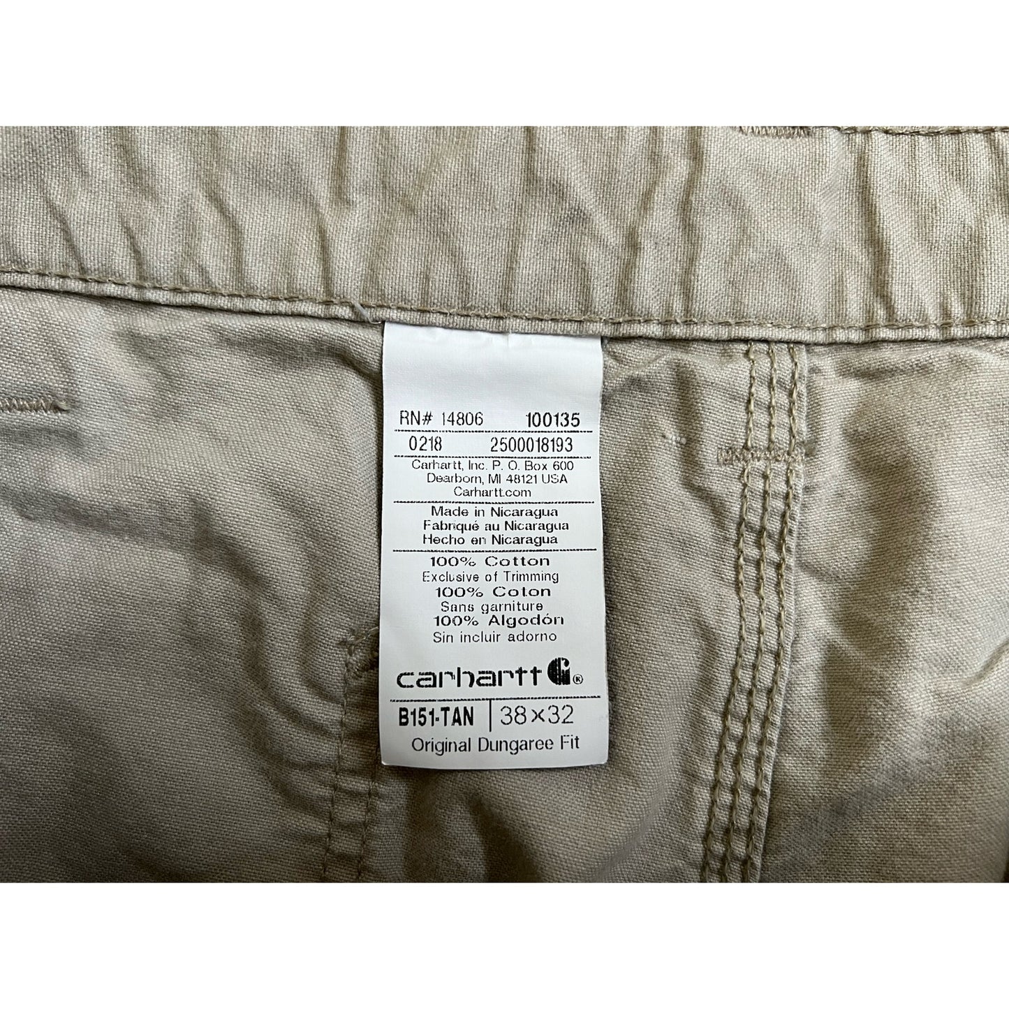 Carhartt Original Dungaree Fit Carpenter Work Pants 38x32