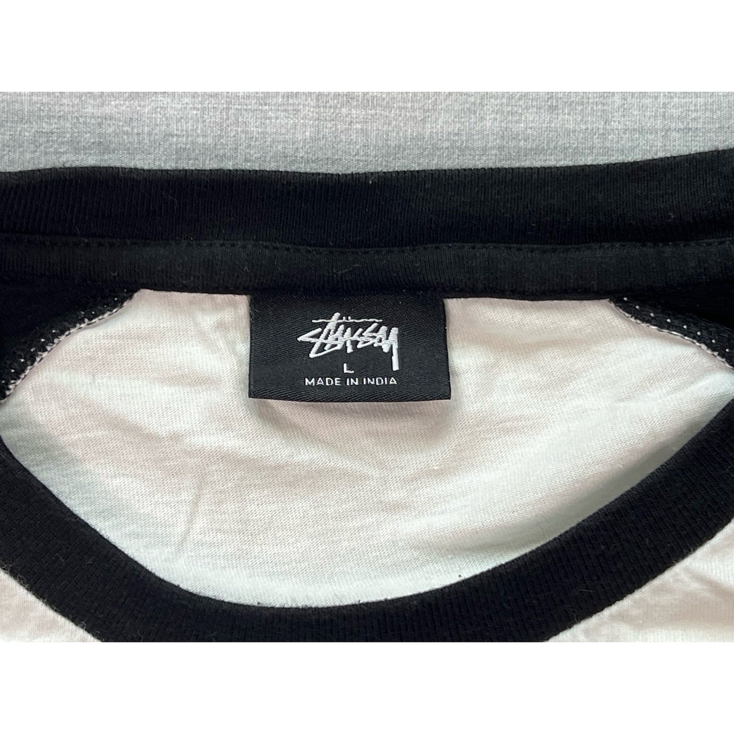 Stussy Spell Out Logo 3/4 Sleeve Raglan T-shirt Large