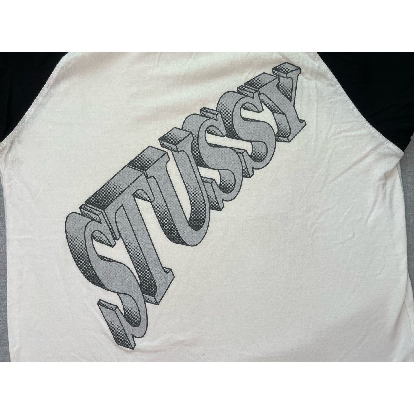 Stussy Spell Out Logo 3/4 Sleeve Raglan T-shirt Large