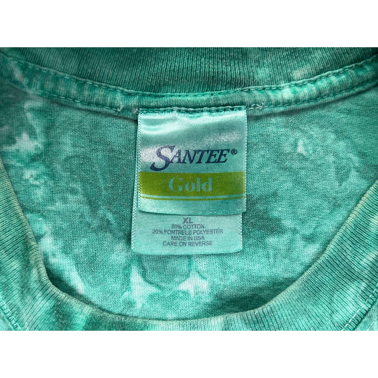 Vintage Tie-dye Embroidered Bayside Santee Gold T-shirt XL