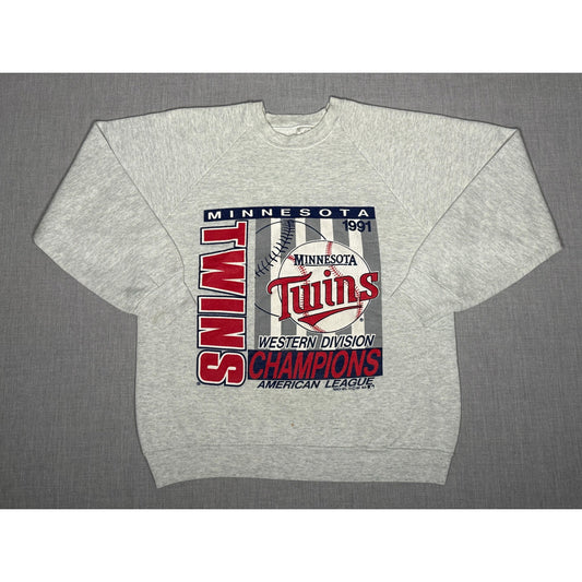 Vintage 1991 Minnesota Twins Baseball Crewneck Sweatshirt Large