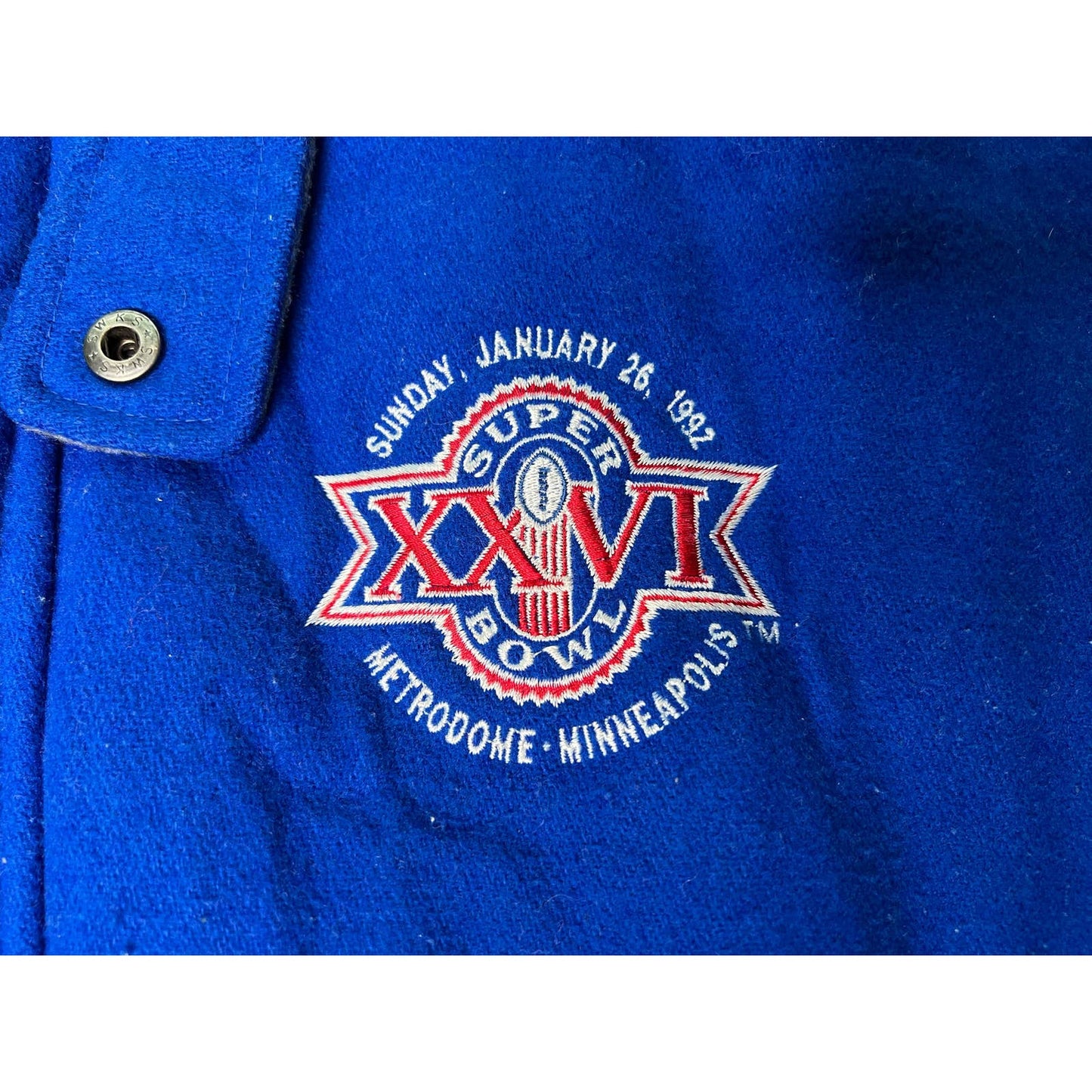 Vintage 1992 Super Bowl 26 XXVI Minneapolis Minnesota Logo 7 Varsity Jacket XL