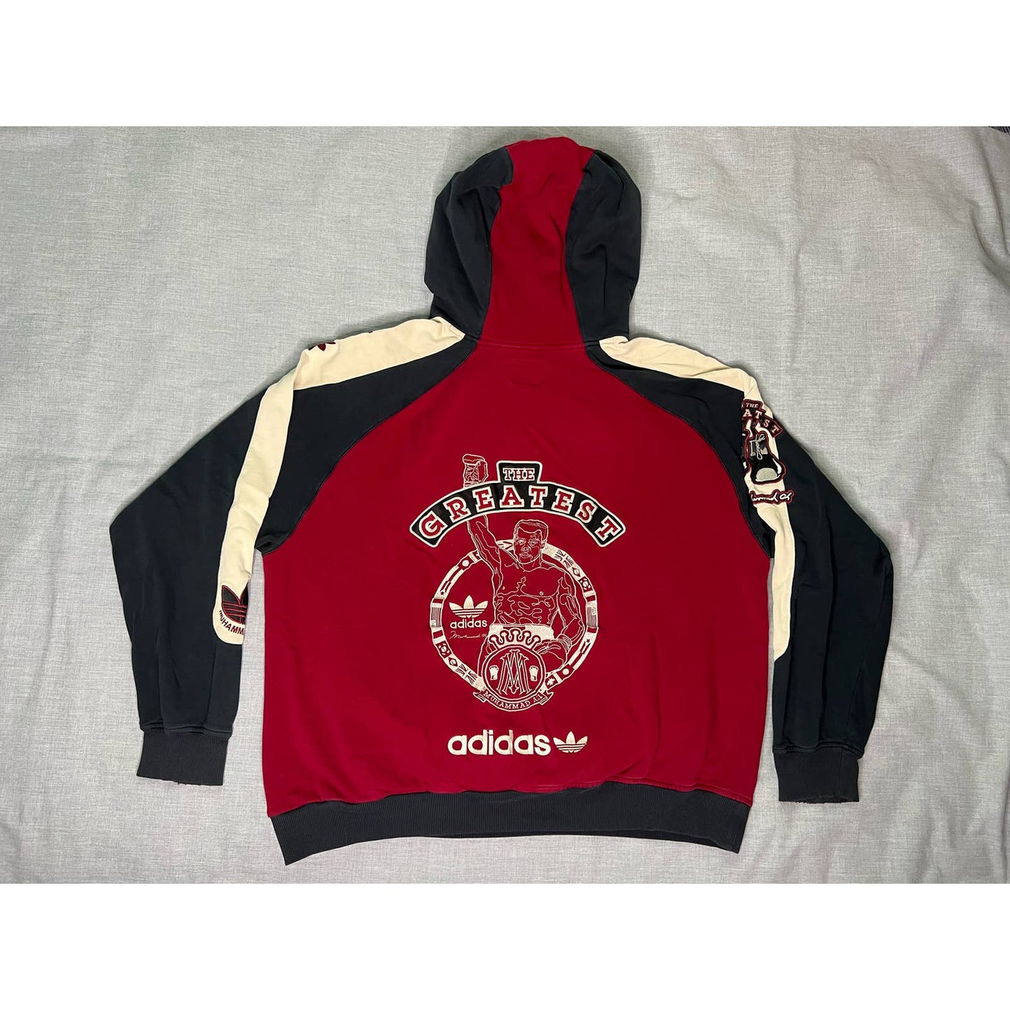 Vintage Muhammad Ali Adidas Embroidered Boxing Pullover Hoodie XL