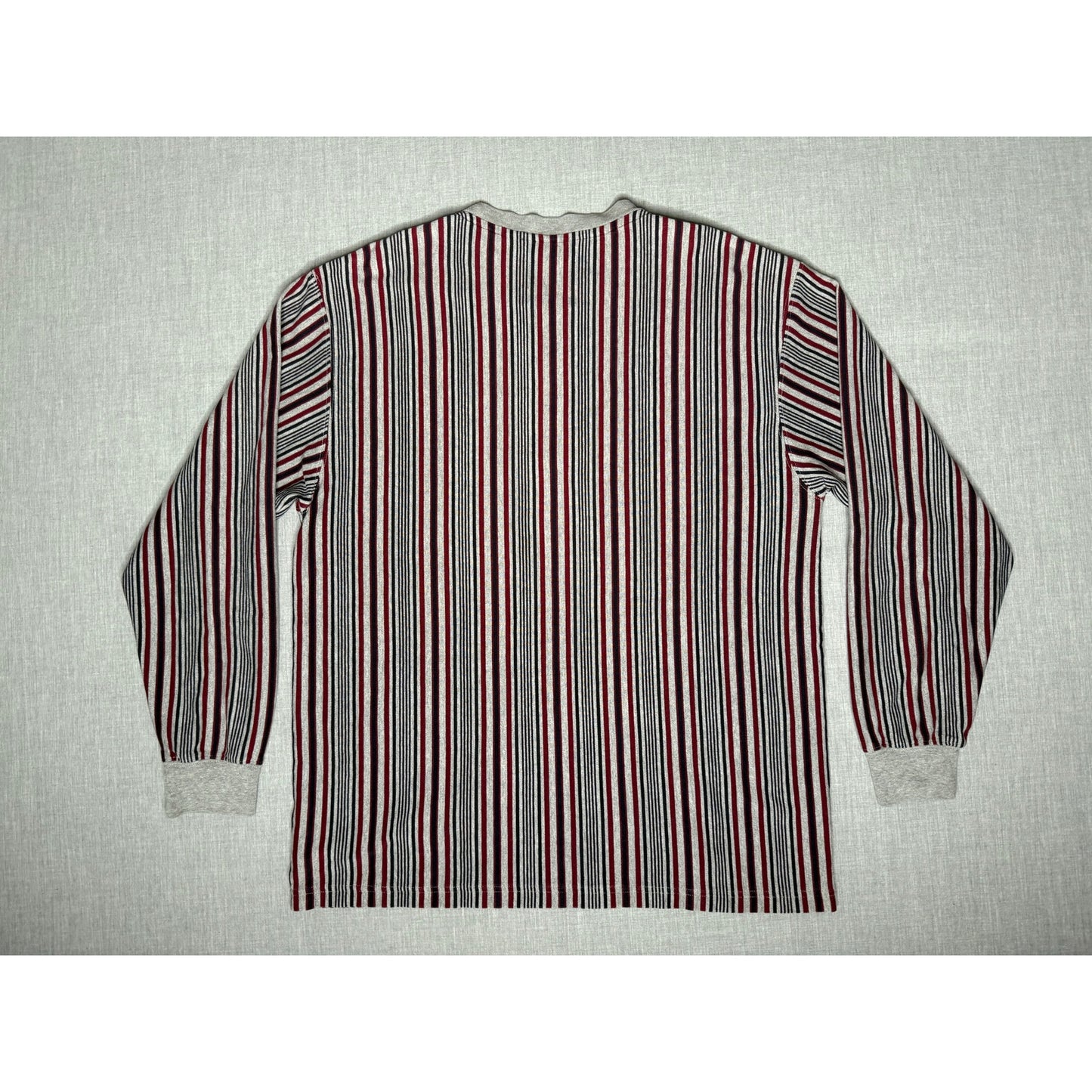 Eddie Bauer Striped Henley Button Long Sleeve Shirt Large