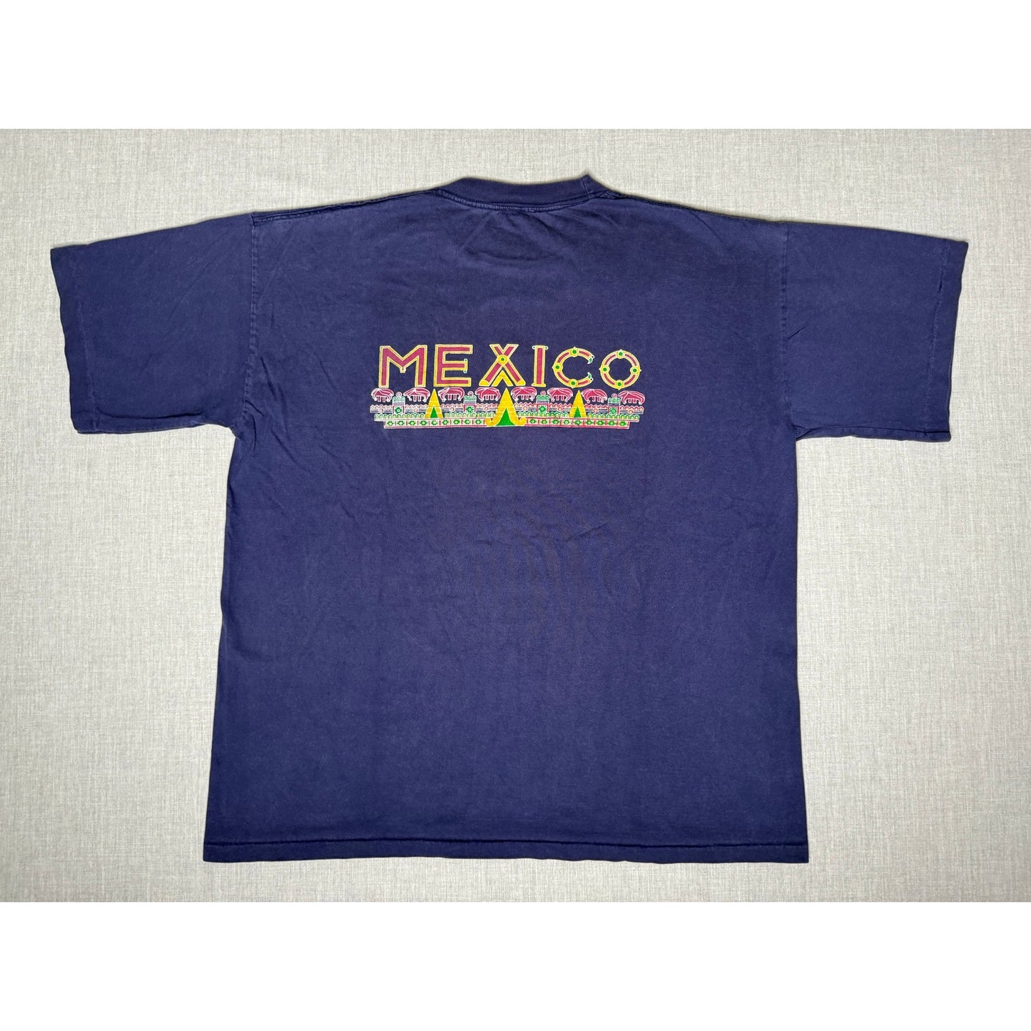 Vintage 90s Mexico Aztec Single Stitch Double Sided T-shirt XL