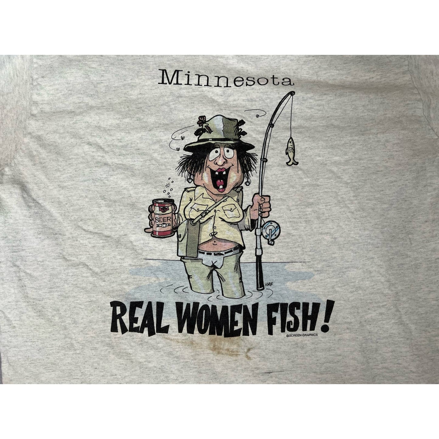 Vintage 90s Minnesota Real Women Fish Single Stitch T-shirt Large