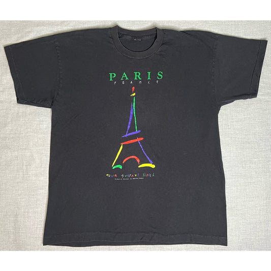 Vintage 90s Paris France Eiffel Tower Single Stitch T-shirt Large