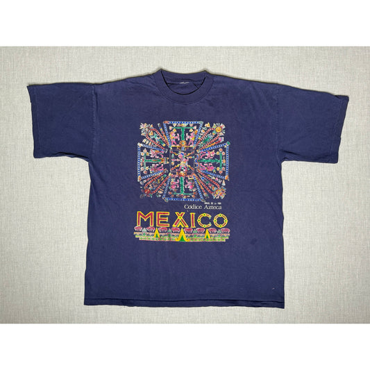 Vintage 90s Mexico Aztec Single Stitch Double Sided T-shirt XL