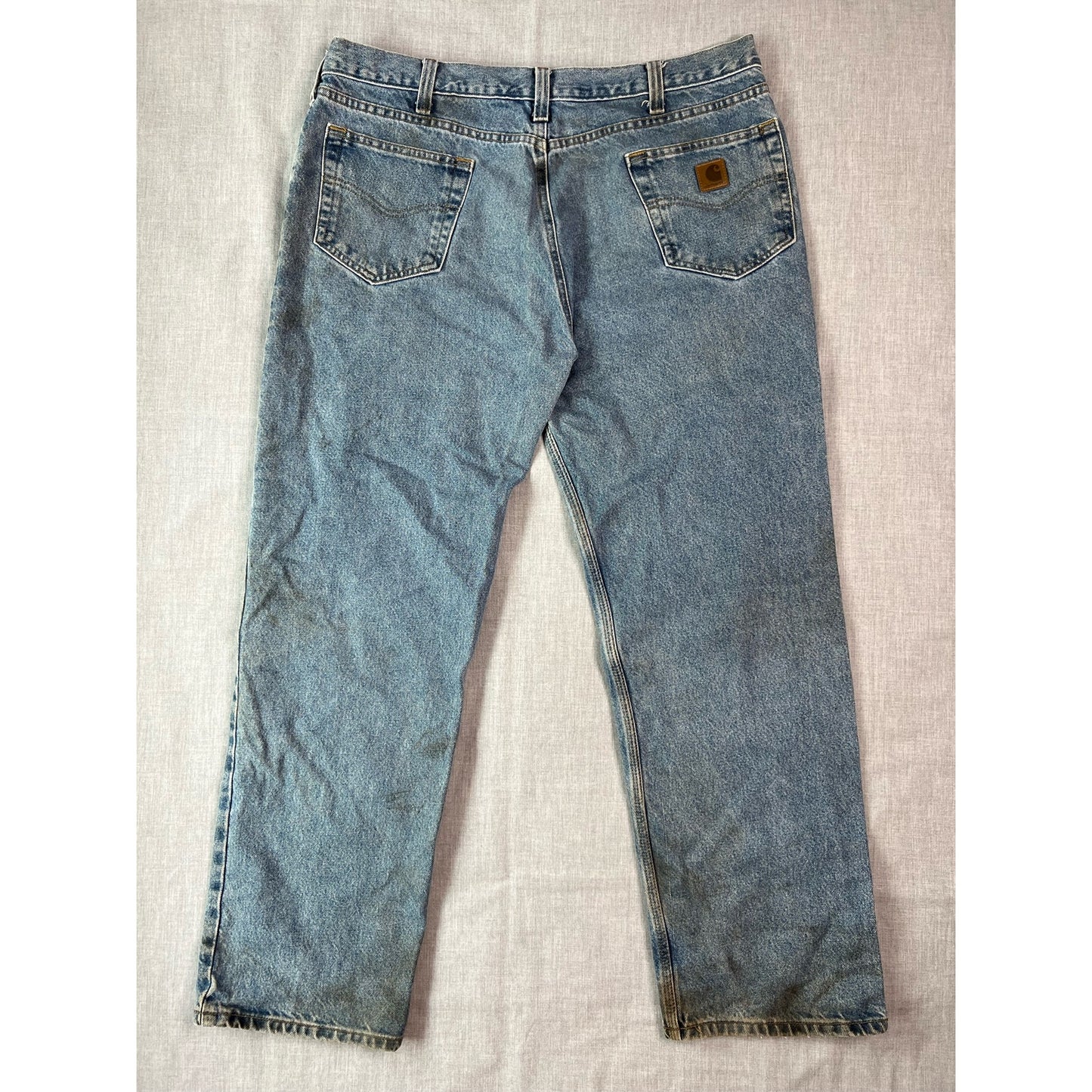 Carhartt Relaxed Fit Light Wash Work Jeans 38x32