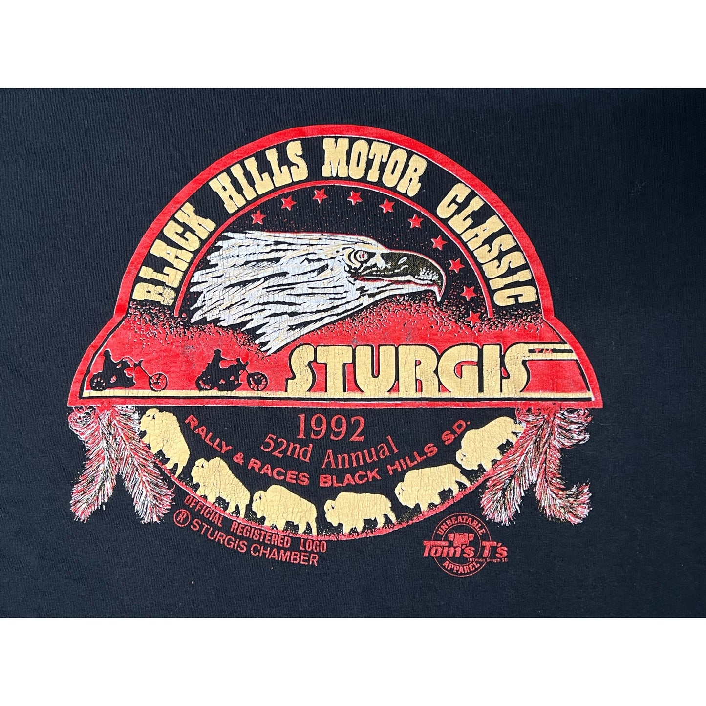 Vintage 1992 Sturgis Black Hills Motorcycle Rally Single Stitch T-shirt 3XL