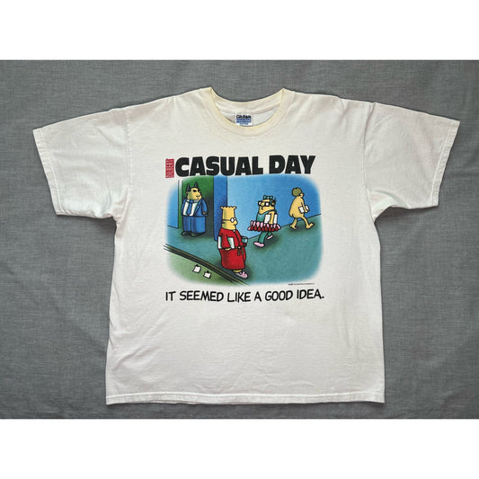 Vintage 90s Dilbert Casual Day Joke Comic T-shirt 2XL