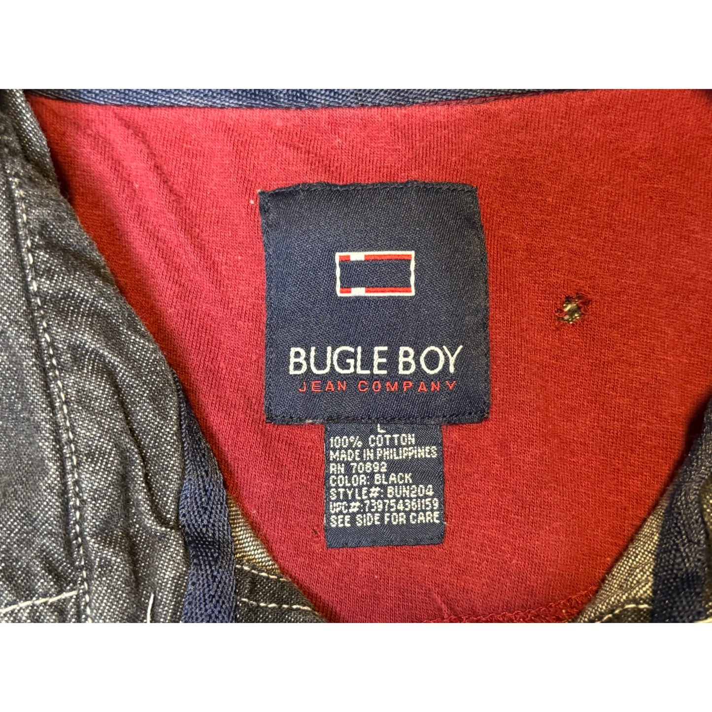 Vintage Bugle Boy Jean Company Button Up Faded Denim Shirt Large