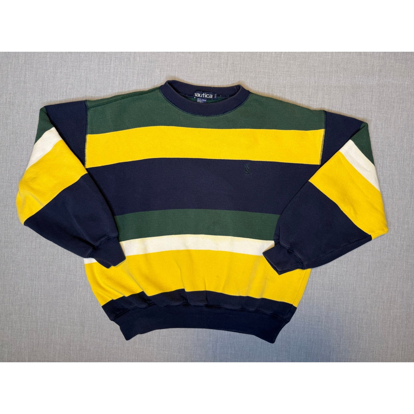 Vintage 90s Nautica Striped Pullover Crewneck Sweatshirt Medium