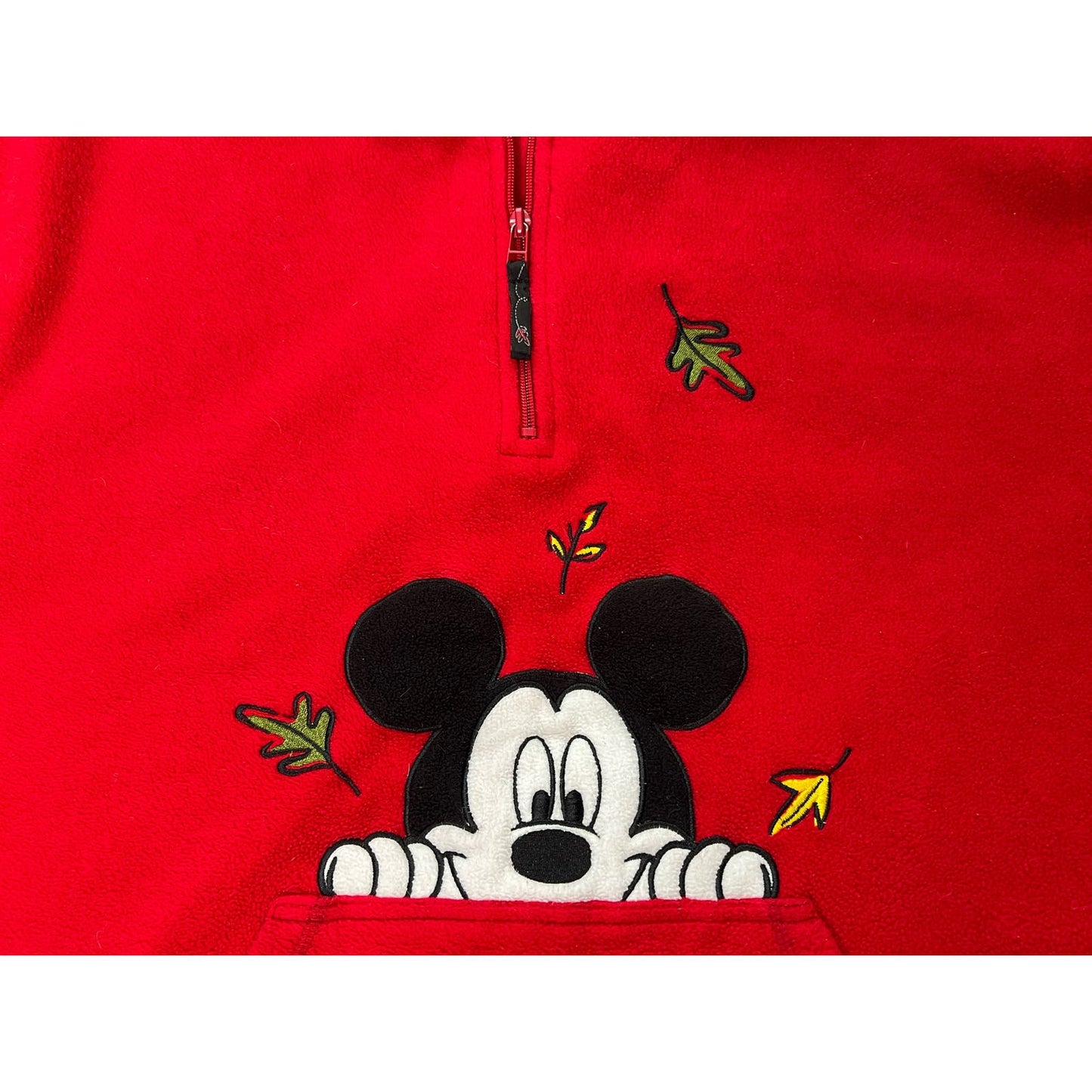 Vintage 90s Mickey Mouse Leaf Disney Quarter Zip Fleece Hoodie Womens 2XL