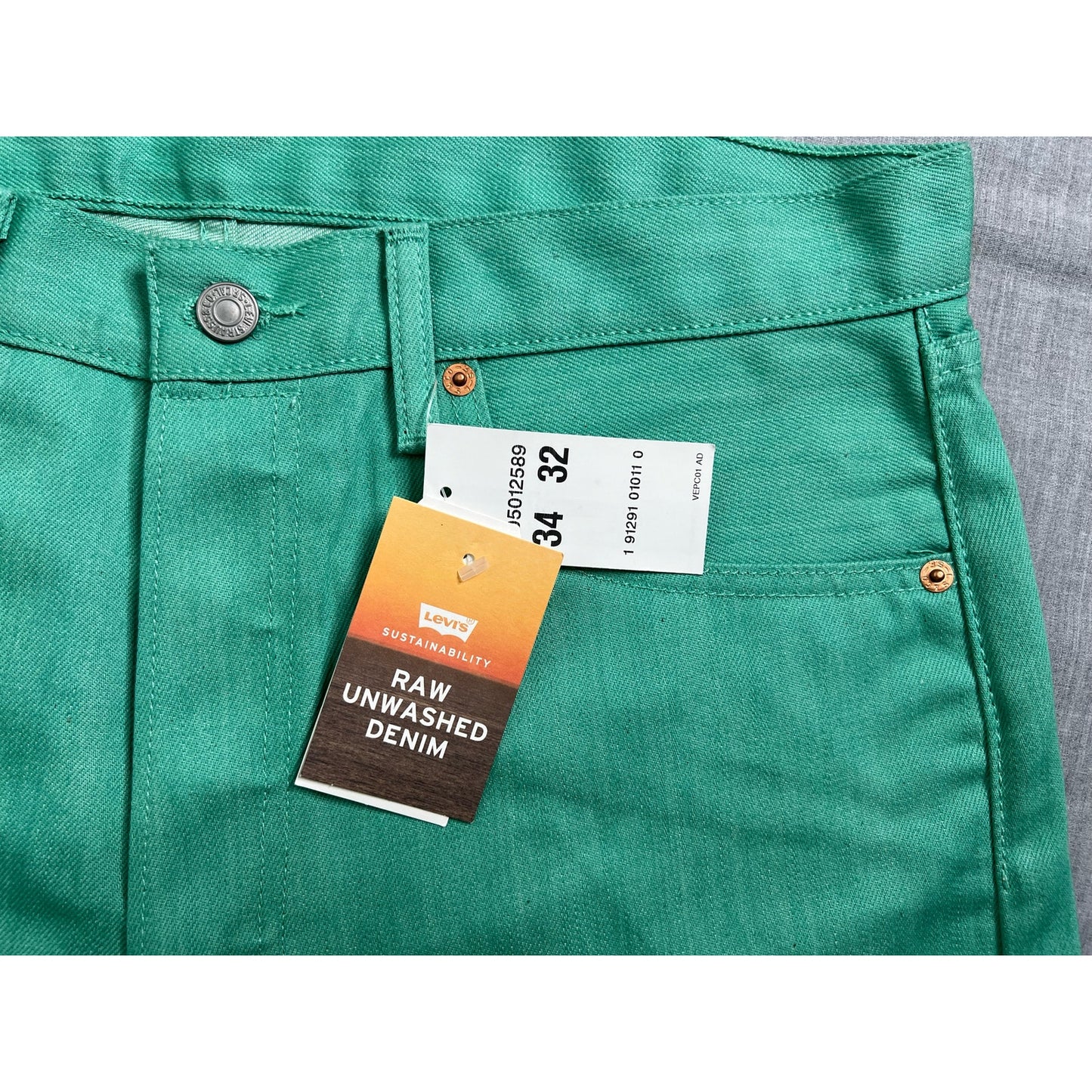 Levi’s 501 Straight Fit Button Fly Teal Jeans 34x32