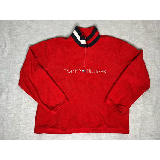 Vintage 90s Tommy Hilfiger Quarter Zip Sherpa Fleece Sweatshirt XL