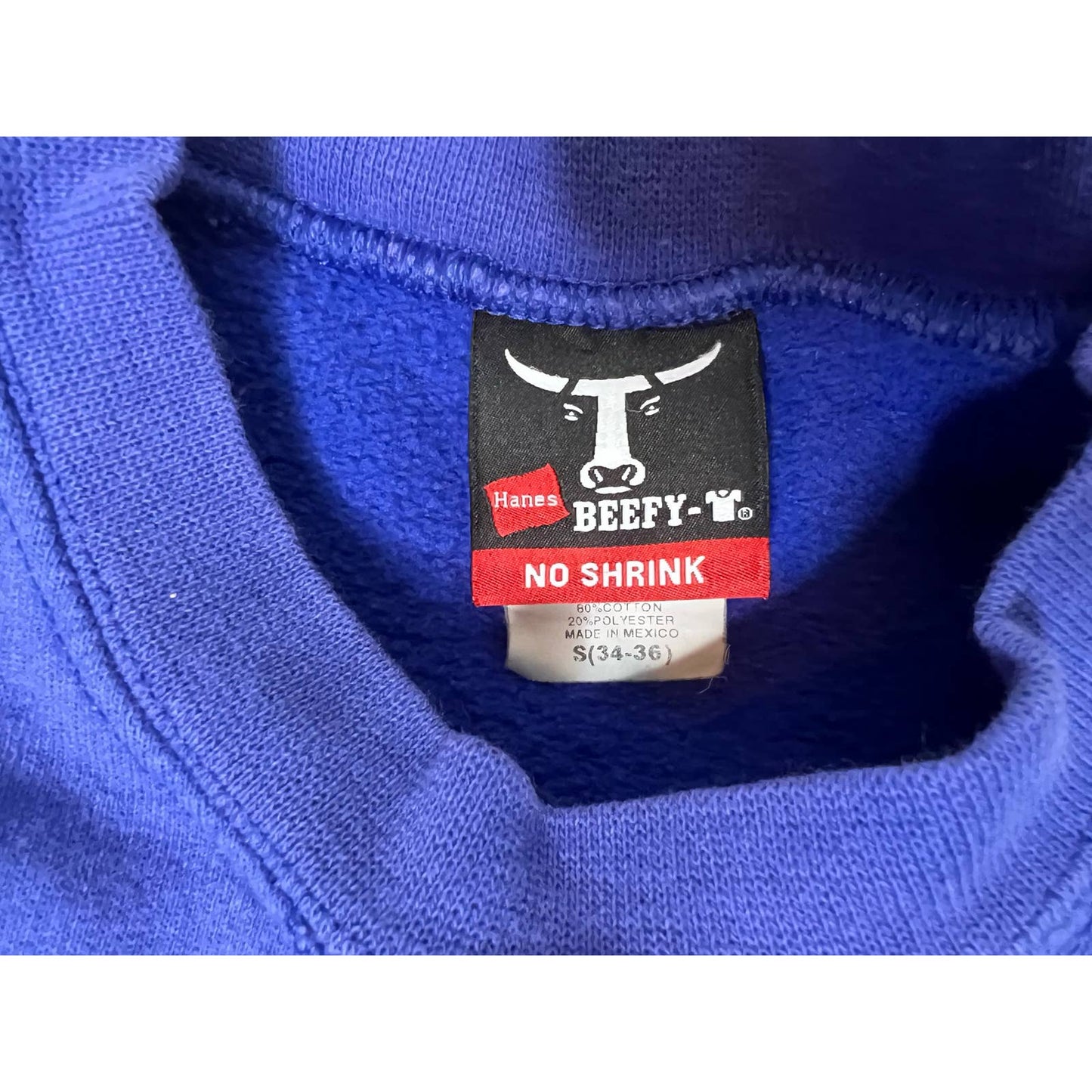 Vintage Hanes Beefy-T Blue Pullover Blank Crewneck Sweatshirt Small