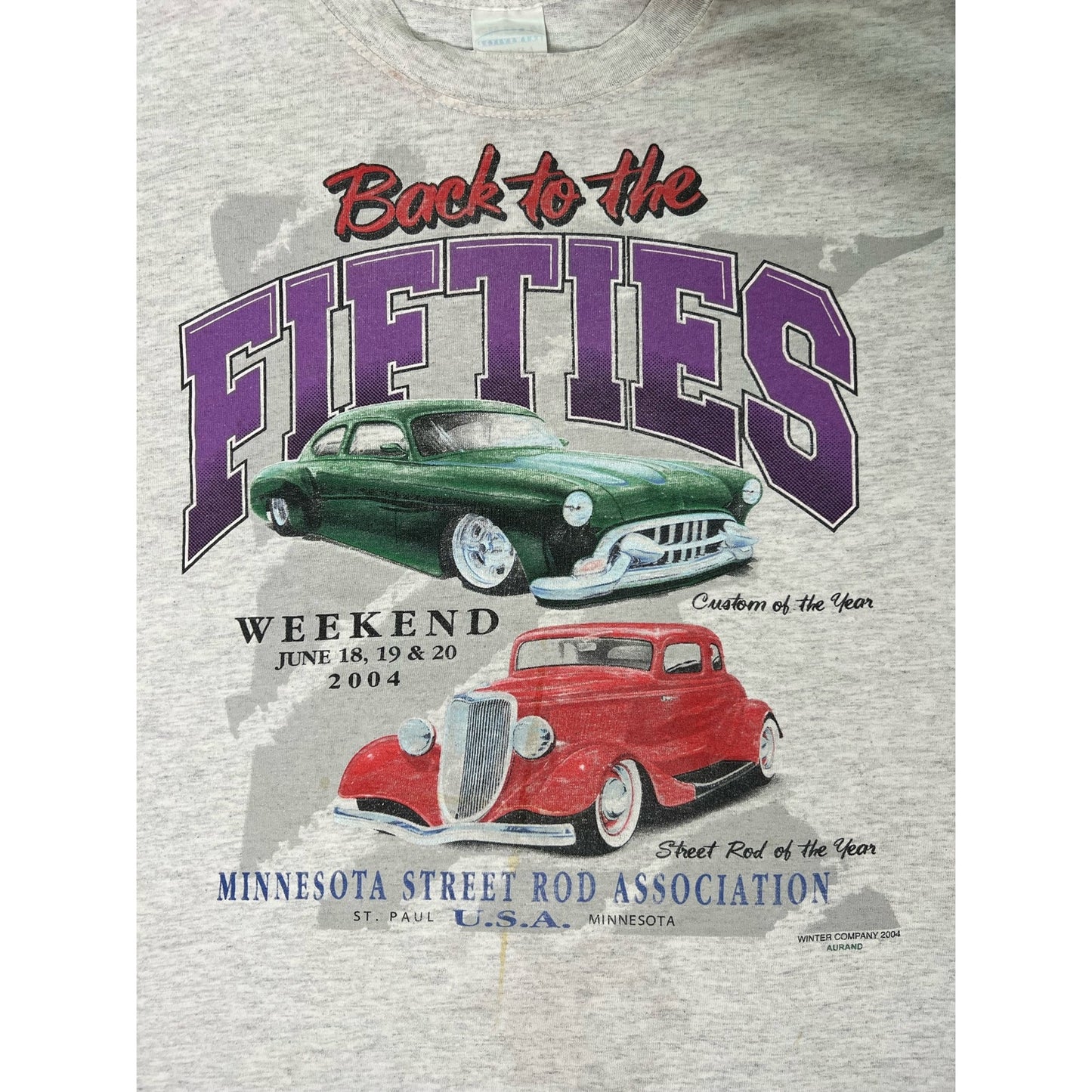 Vintage 2004 Back to the Fifties Minnesota Classic Car T-shirt Small