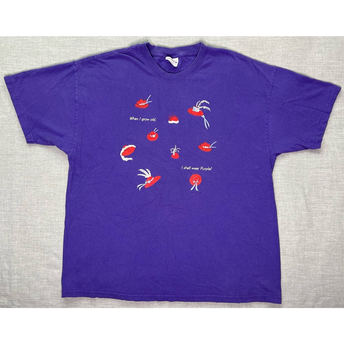 Vintage Red Hat Society I Shall Wear Purple Graphic T-shirt XL