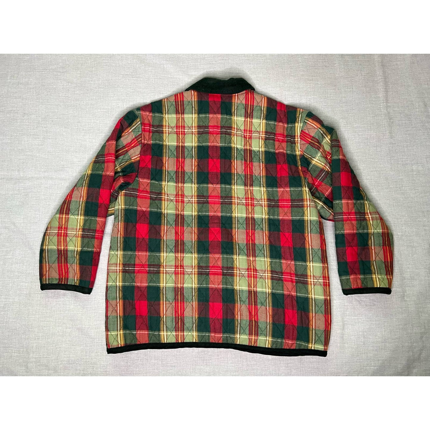 Quilted Flannel Snap Up Lined Collared Jacket Medium