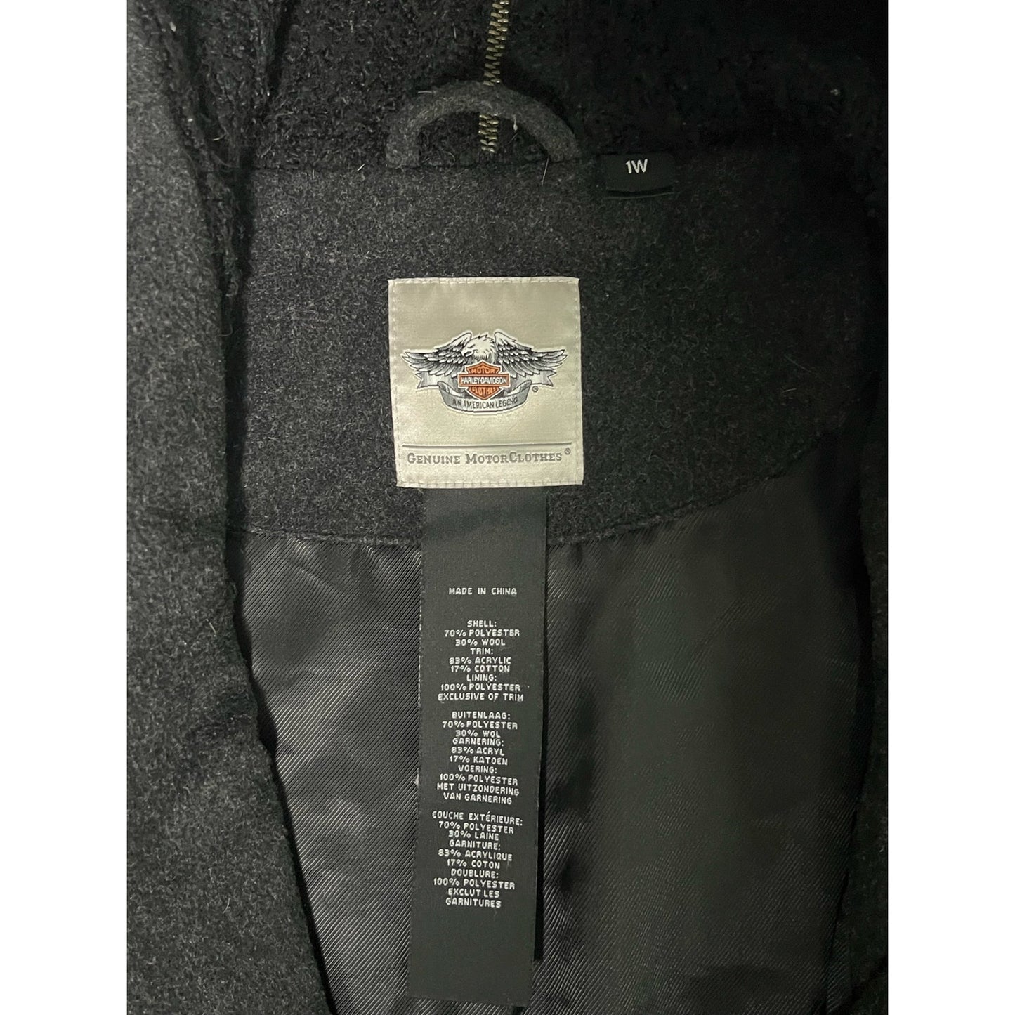 Harley Davidson Wool Blend Leather Patch Moto Biker Jacket Women’s 1W