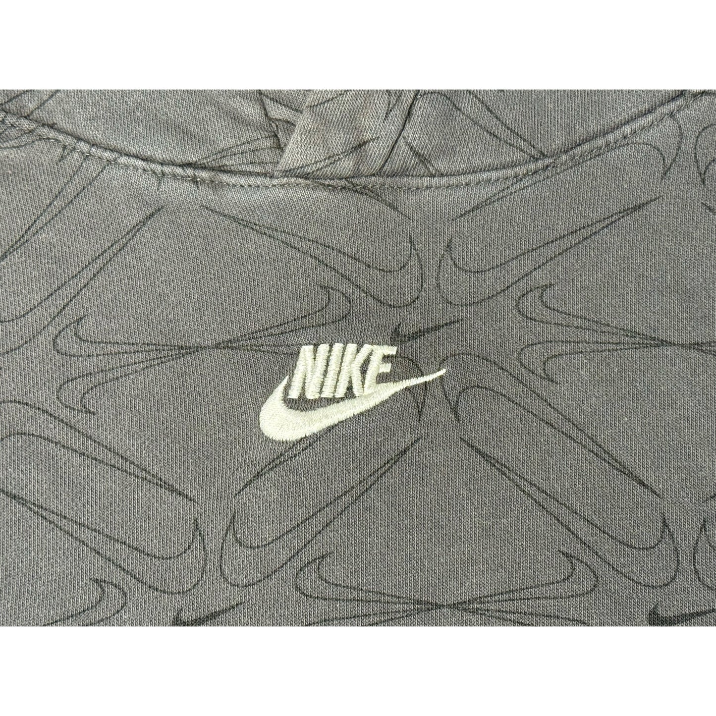Nike Center Check All Over Swoosh Logo Pullover Hoodie Small