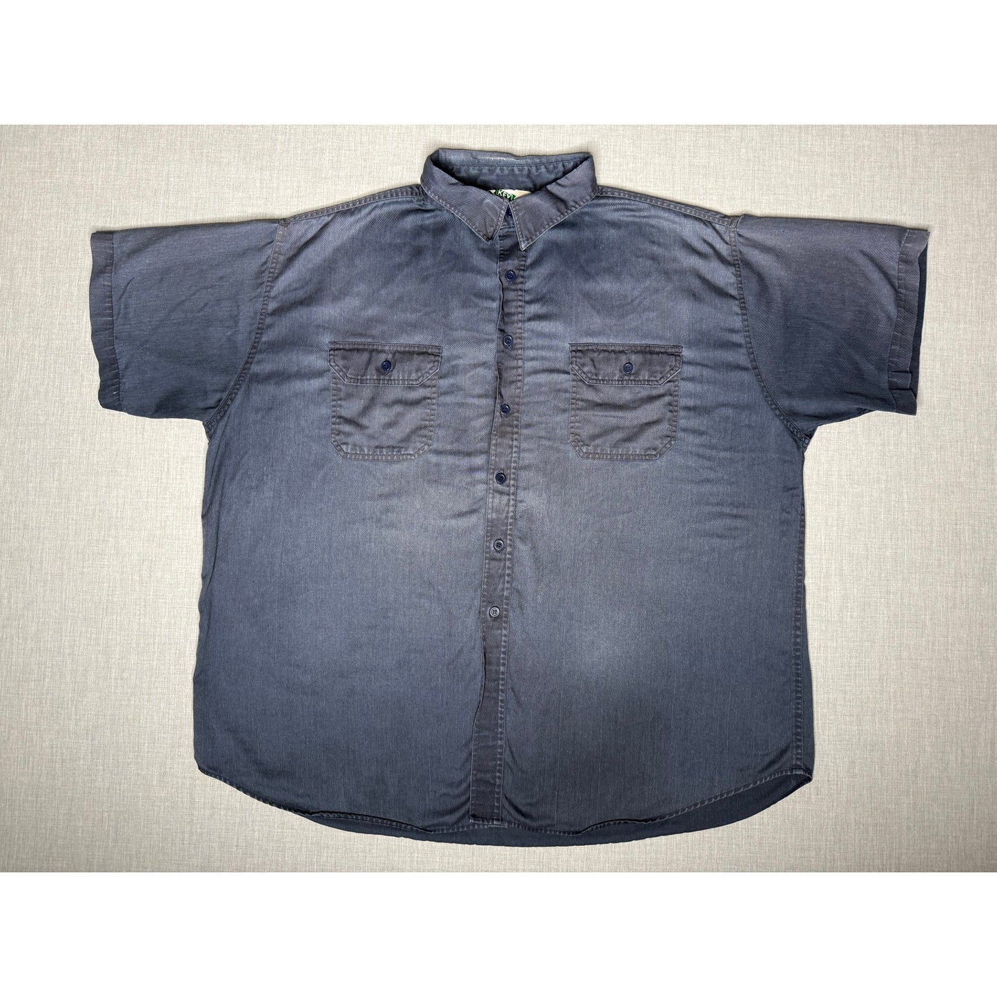 Vintage Key Button Up Short Sleeve Work Shirt 4XL