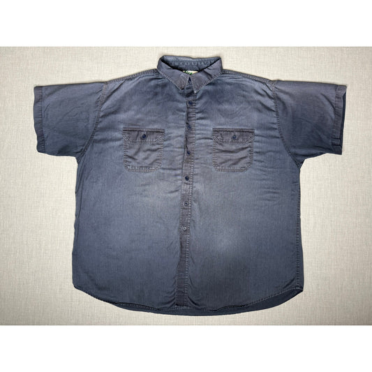 Vintage Key Button Up Short Sleeve Work Shirt 4XL