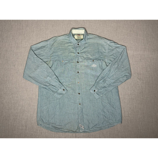 Vintage 90s Levi’s Real Indigo Pinstripe Button Up Shirt Medium