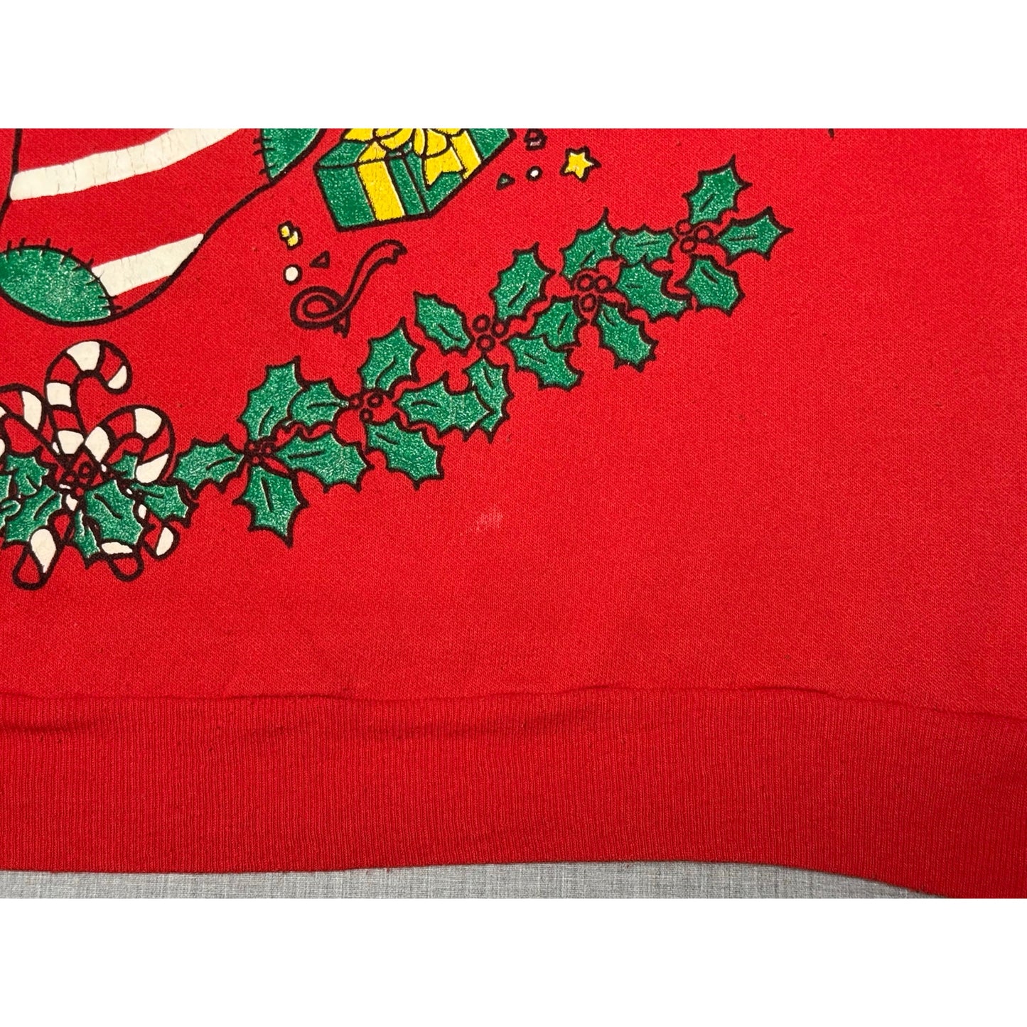 Vintage Holiday Time Puff Print Christmas Goodies Crewneck Sweatshirt Large