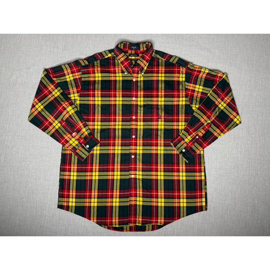 Vintage 90s Nautica Plaid Flannel Button Down Shirt XL