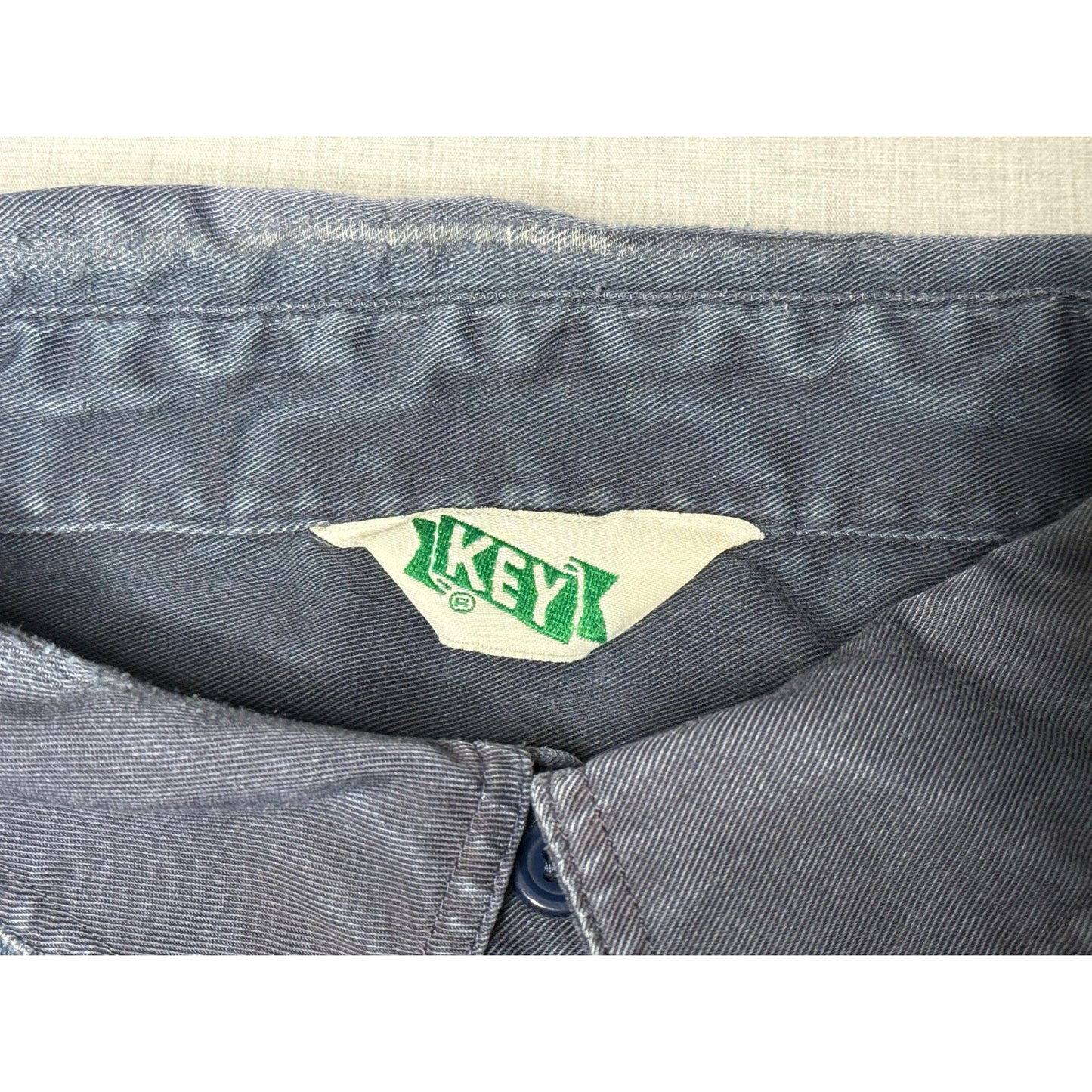 Vintage Key Button Up Short Sleeve Work Shirt 4XL