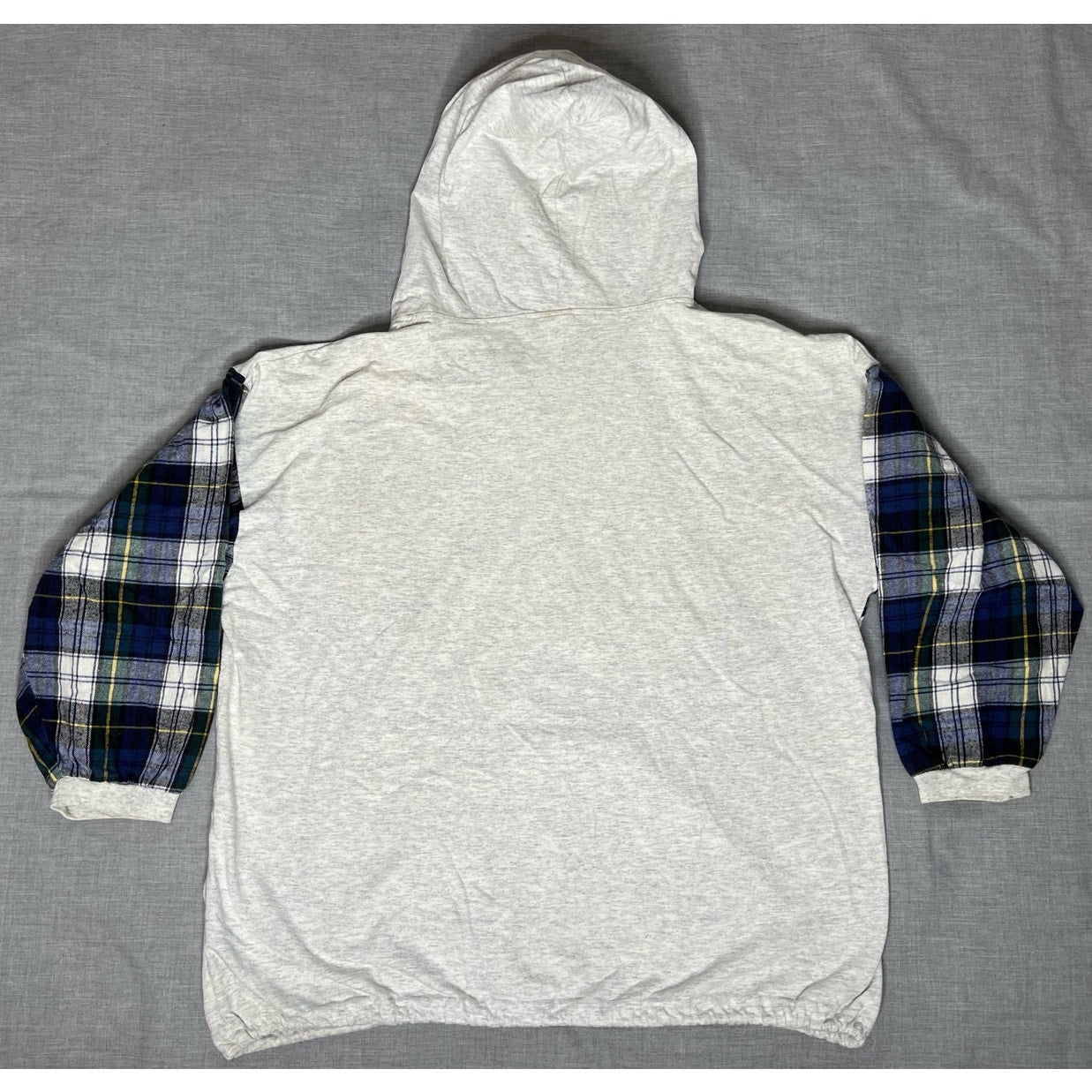 Vintage Trends Plaid Flannel Sleeve Pullover Hoodie Sweatshirt M/L