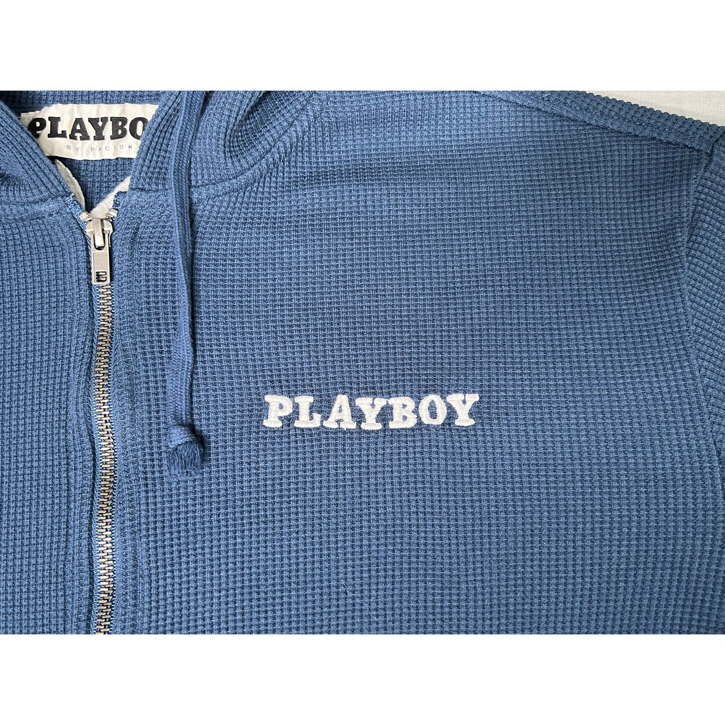 Playboy By Pacsun Thermal Full Zip Hoodie Sweatshirt Small