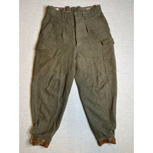 Vintage 1940s Swedish Crown WWII Wool Army Cargo Pants C48 30x29