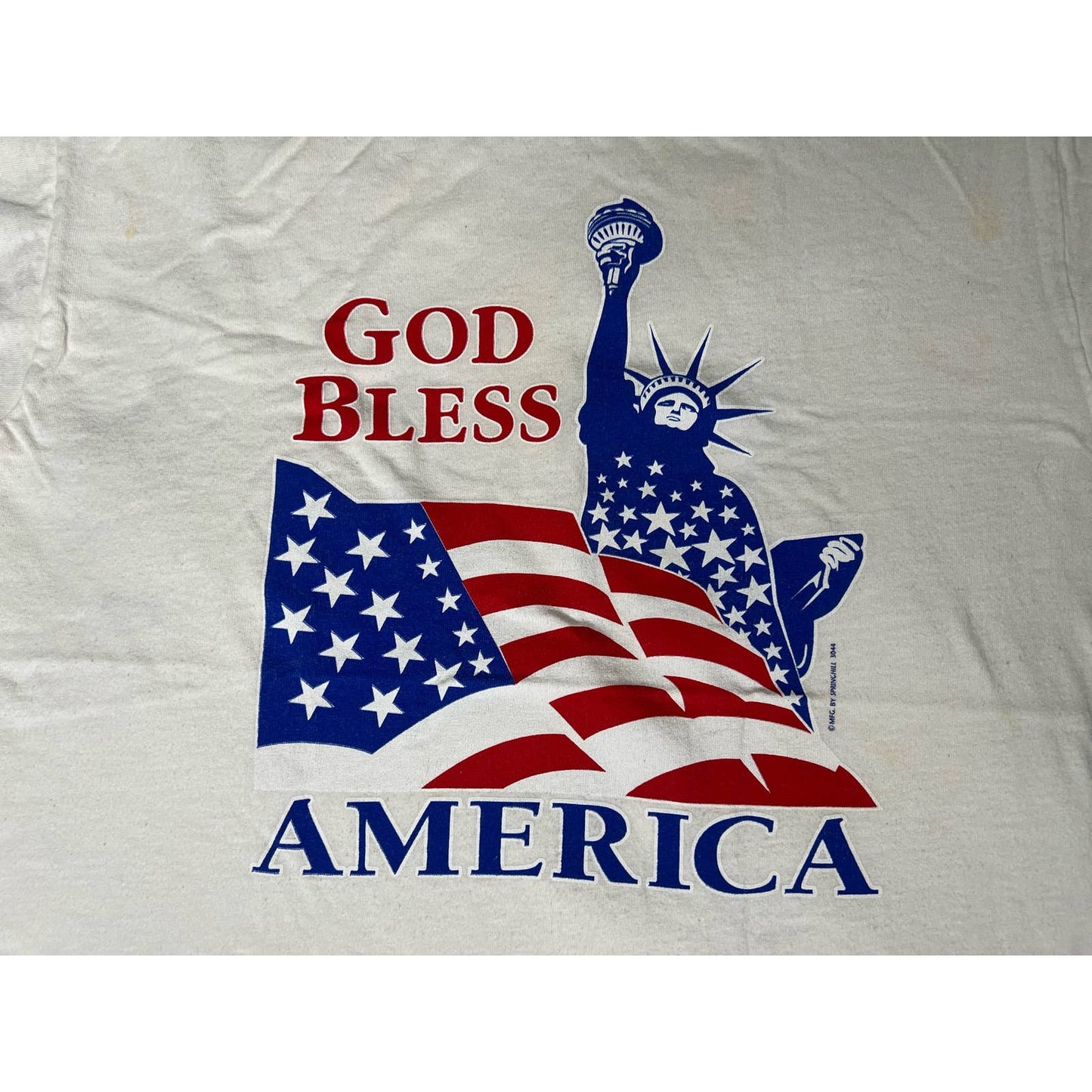 Vintage God Bless America USA Flag Single Stitch T-shirt Medium