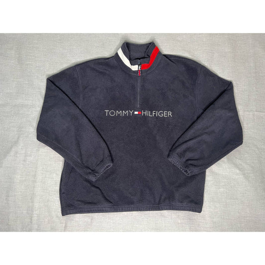 Vintage 90s Tommy Hilfiger Quarter Zip Sherpa Fleece Sweatshirt XL