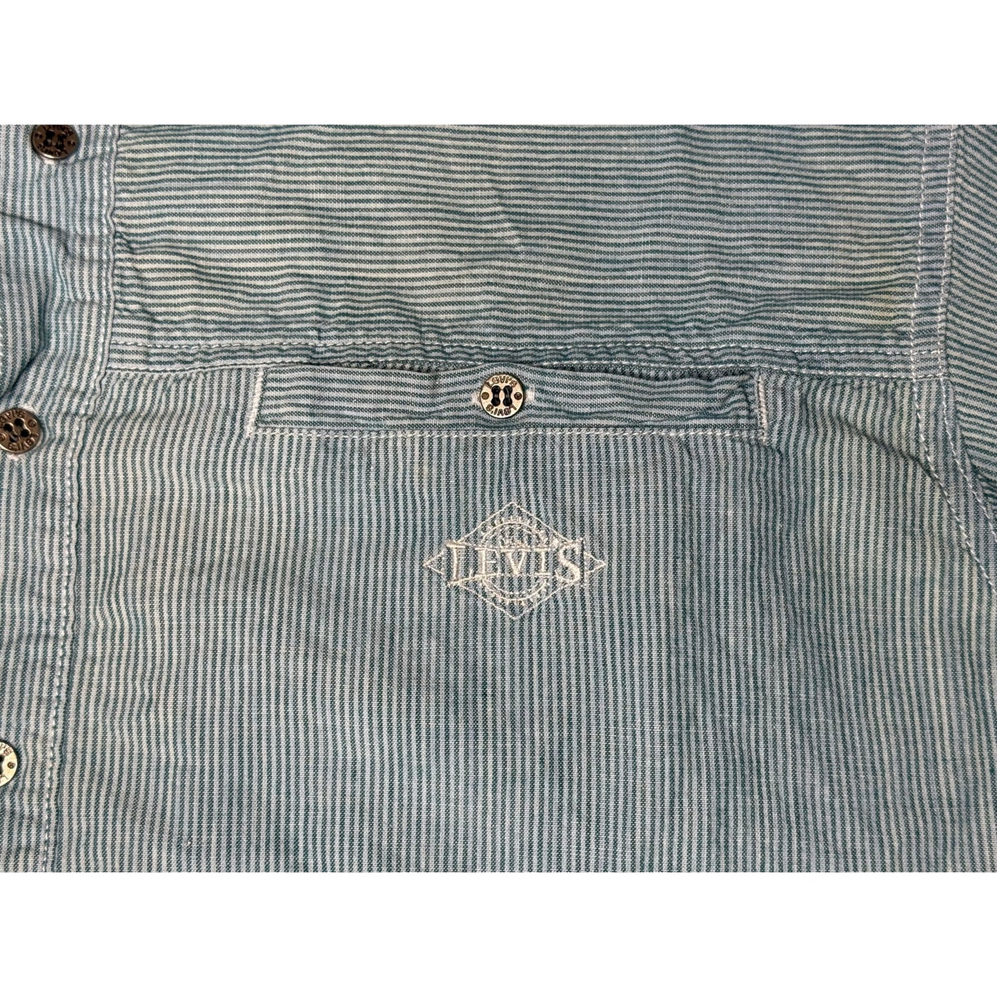 Vintage 90s Levi’s Real Indigo Pinstripe Button Up Shirt Medium