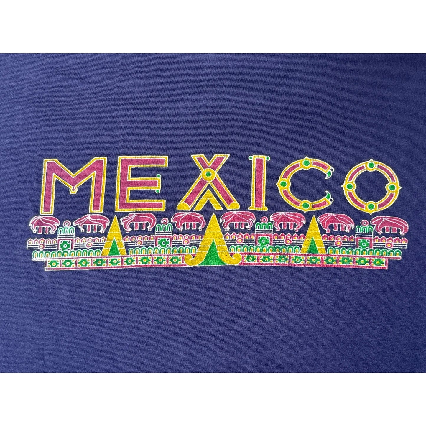 Vintage 90s Mexico Aztec Single Stitch Double Sided T-shirt XL