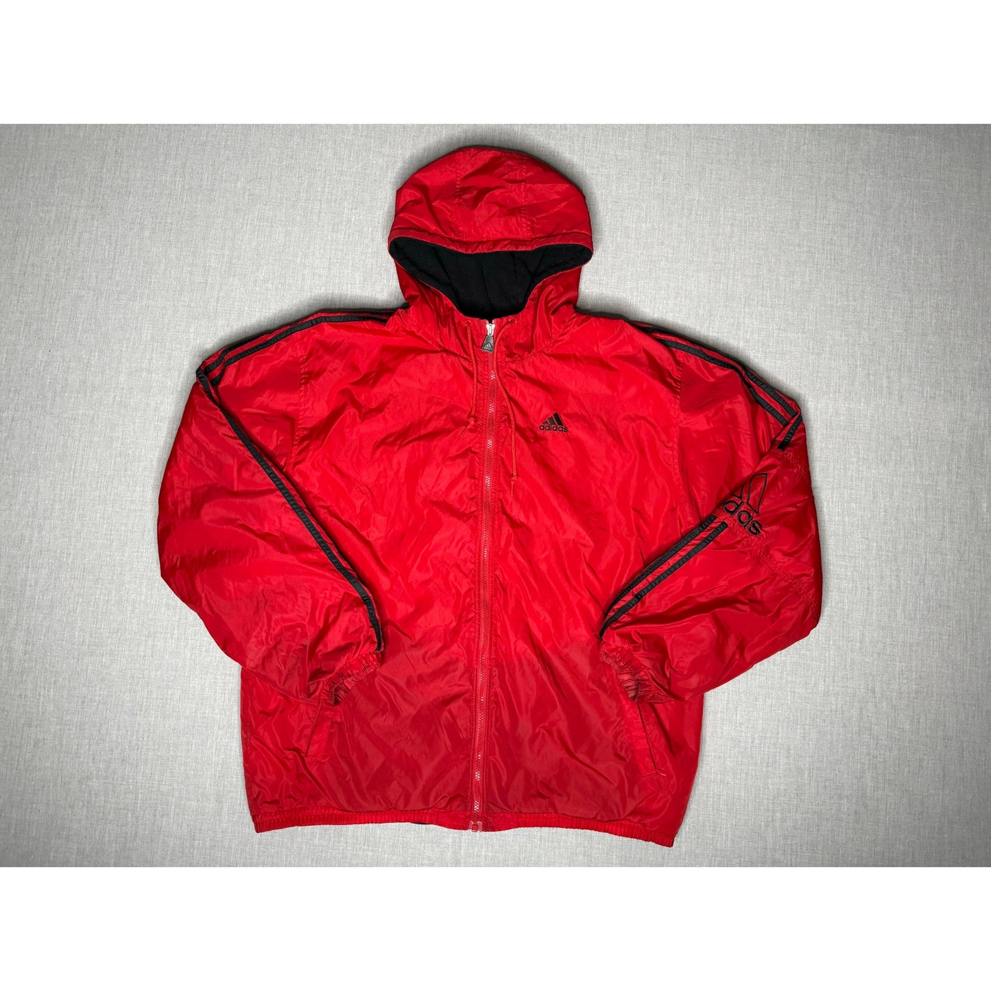 Vintage 2001 Adidas Fleece Lined Full Zip Winter Puffer Coat Large