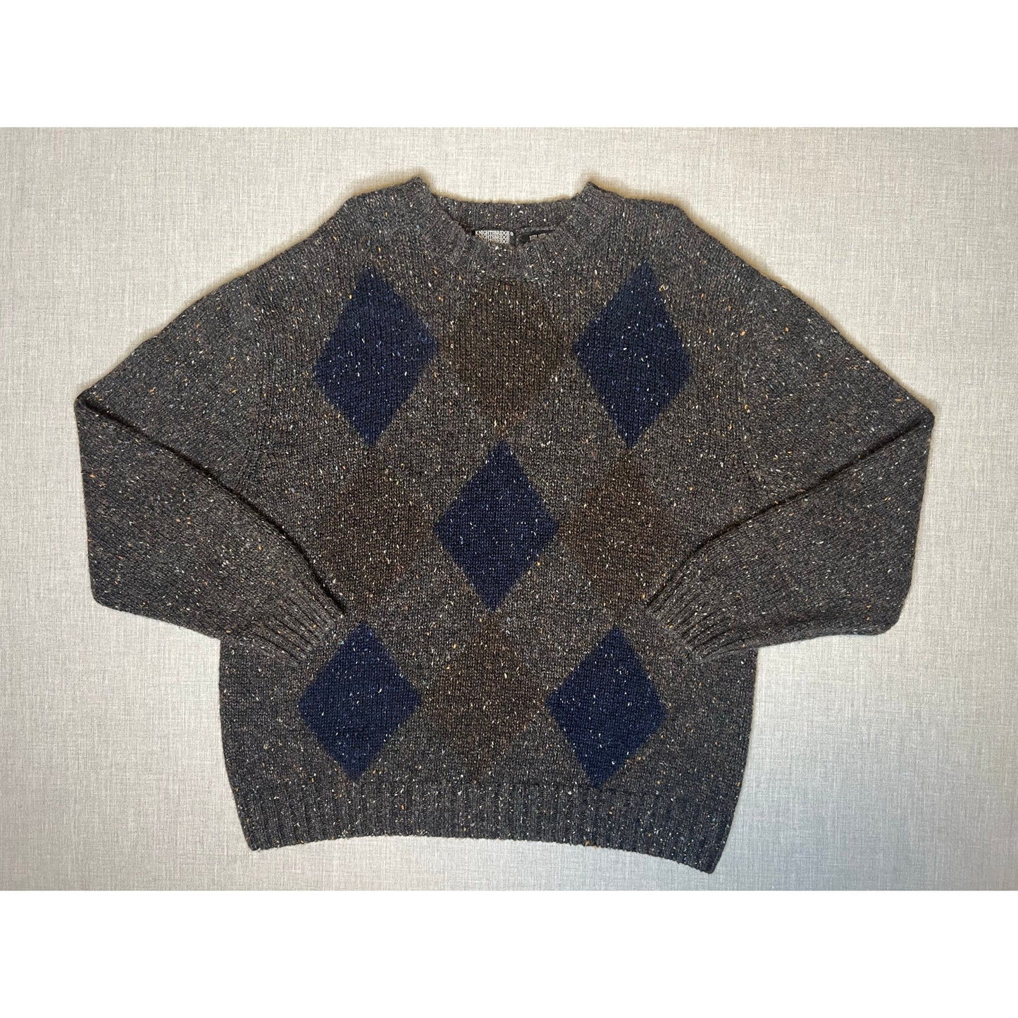 Vintage Knightsbridge Argyle Knit Pullover Crewneck Sweater XL