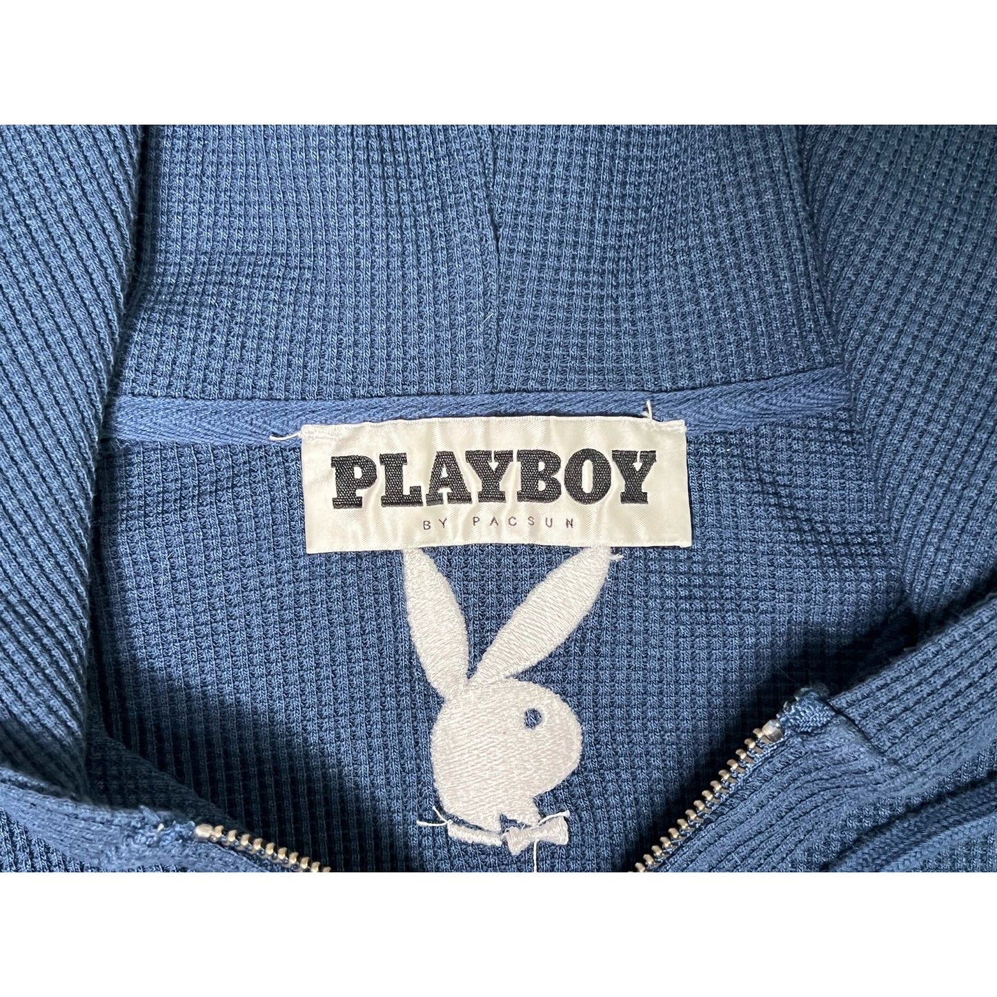 Playboy By Pacsun Thermal Full Zip Hoodie Sweatshirt Small