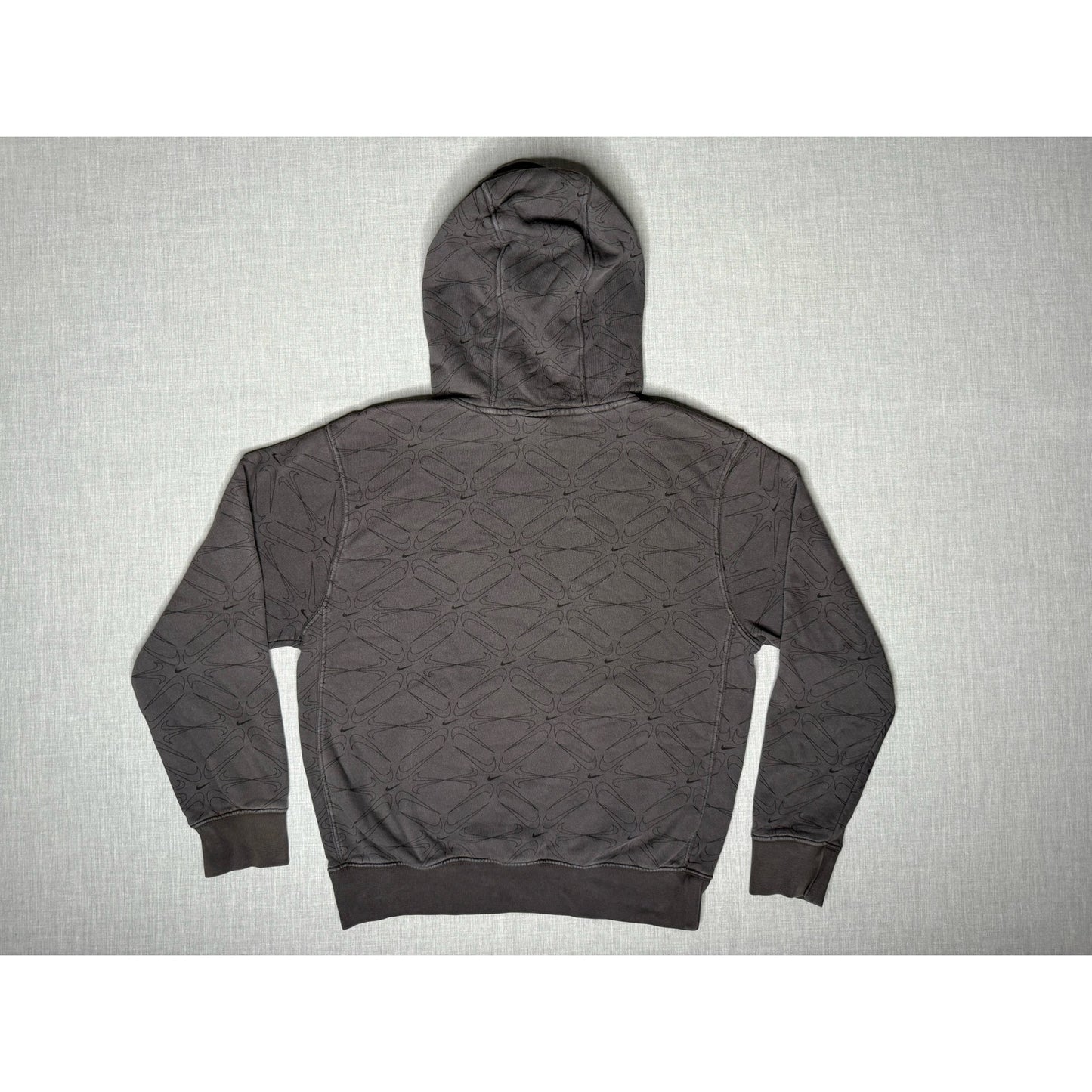 Nike Center Check All Over Swoosh Logo Pullover Hoodie Small